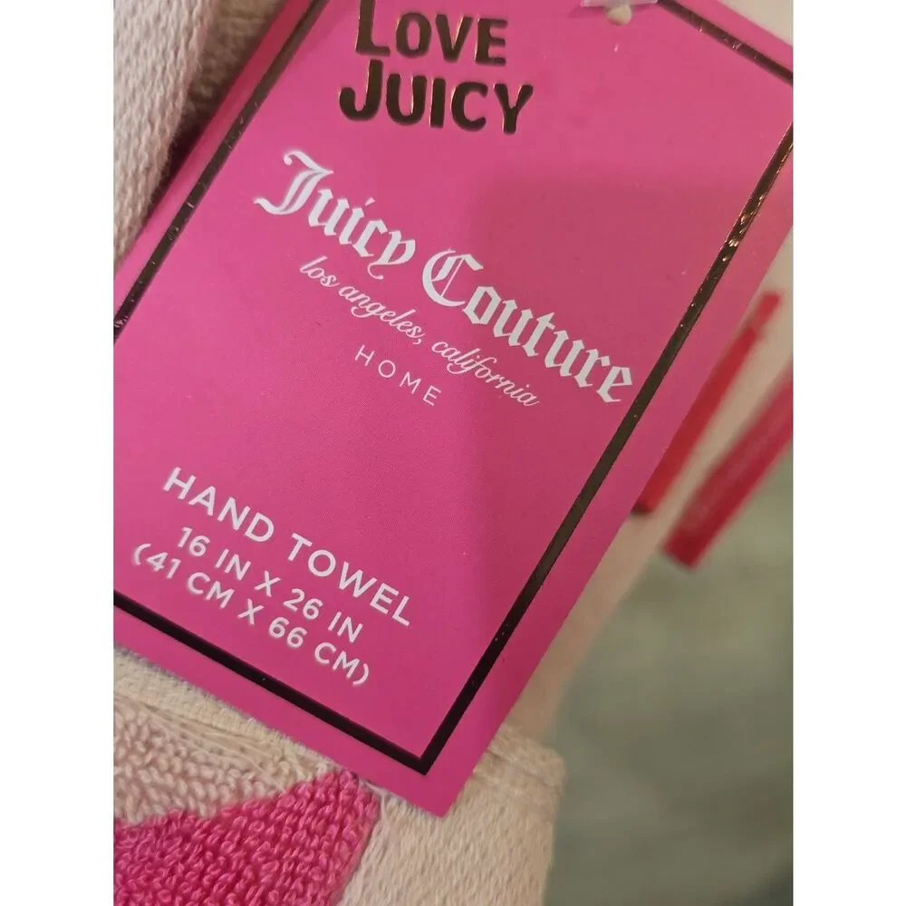 Juicy Couture Home Pink Leopord Zebra Animal Print Plush Bath & Hand Towel Set